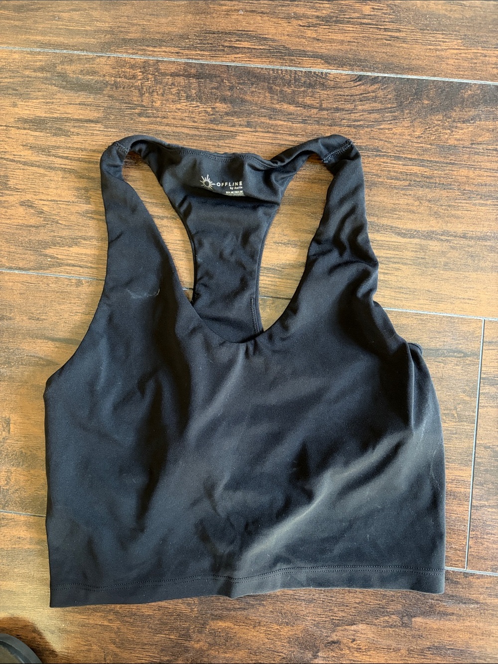 Black Racerback Support Sports Bra with Scoop Neck